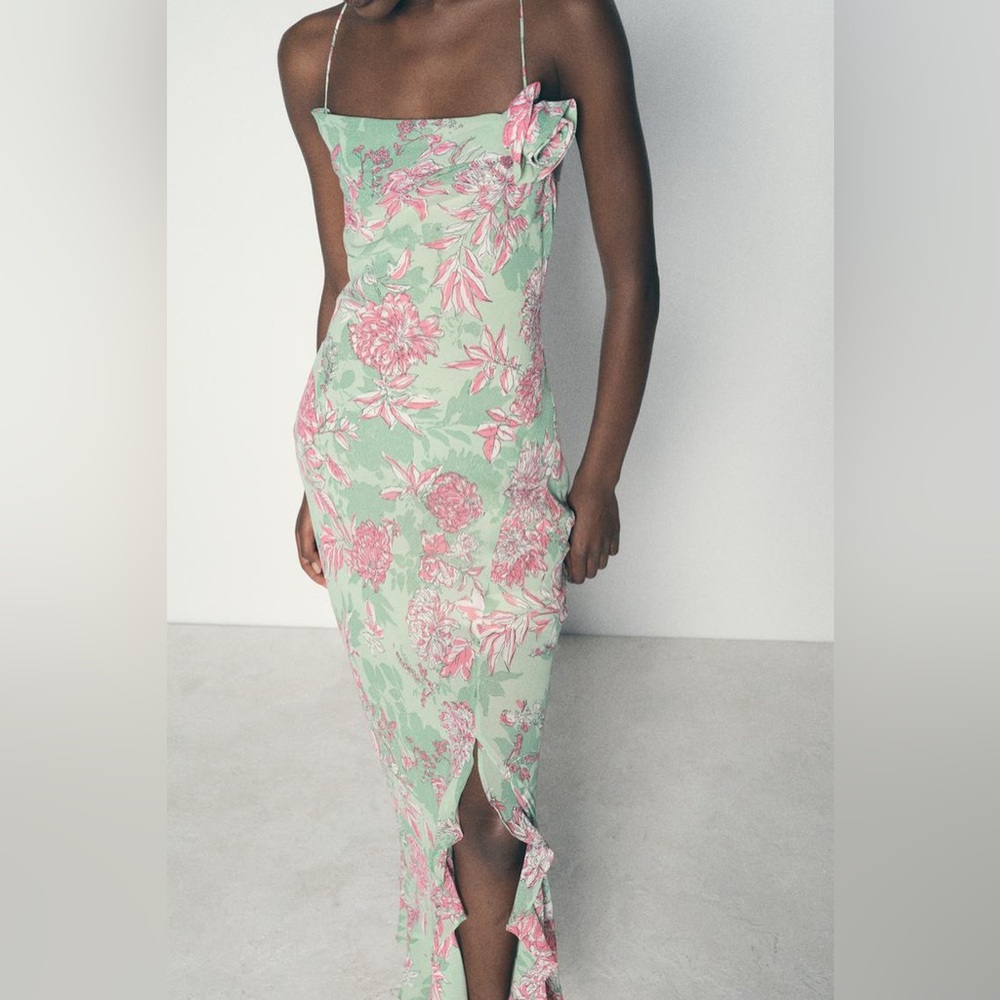 Zara Floral Print Slip Dress S - Picture 2 of 9